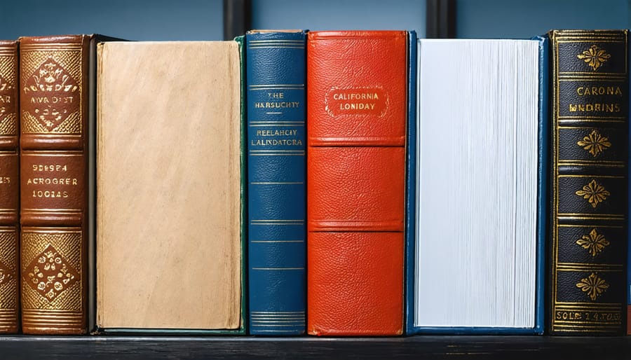 Academic books and research materials spread on library desk