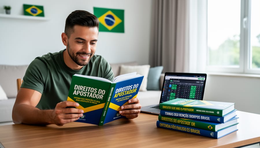 Person using smartphone betting app while reading informational book at table